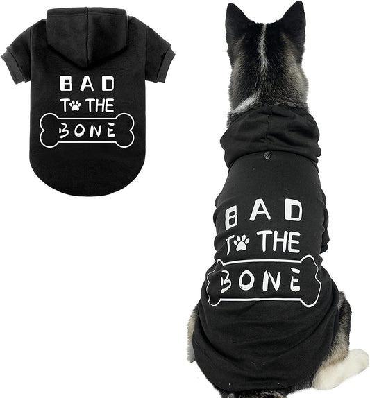 Dog Hoodies Bad the Bone Printed - Cold Protective Winter Coats Warm Puppy Pet Dog Clothes Black Color Large Animals & Pet Supplies > Pet Supplies > Dog Supplies > Dog Apparel BINGPET Large  