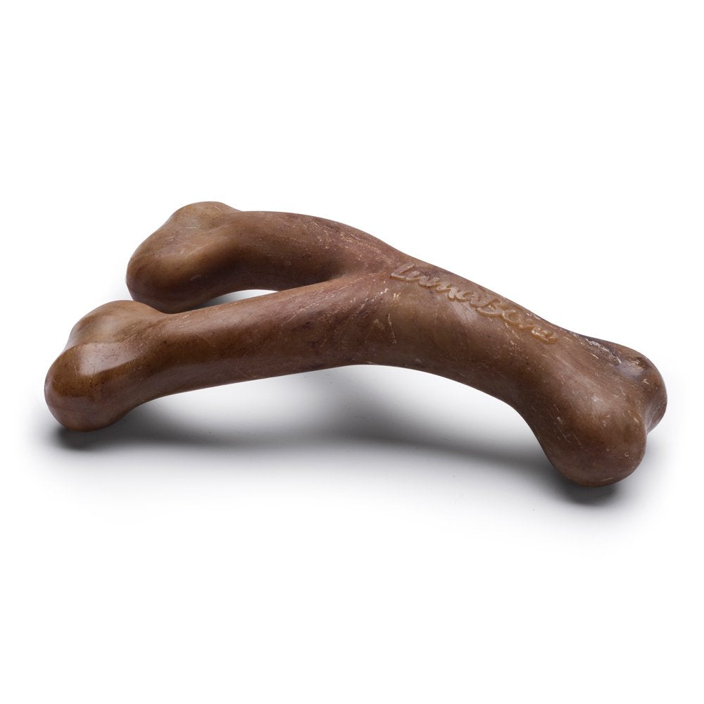 Lumabone Real Bacon Durable Wishbone Dog Chew Toy, Medium