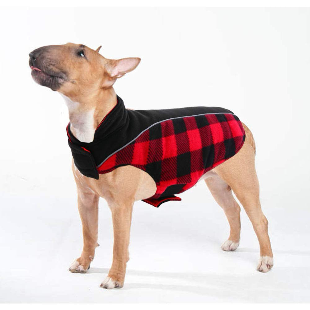 Qbleev Reversible Dog Winter Coat Cold Weather Jacket for Large Medium Dogs，Windproof Waterproof British Plaid Warm Dog Vest Clothes，Pet Cozy Fleece Apparel for Samoyed Golden Retriver Husky Labrador Animals & Pet Supplies > Pet Supplies > Dog Supplies > Dog Apparel QBLEEV L  