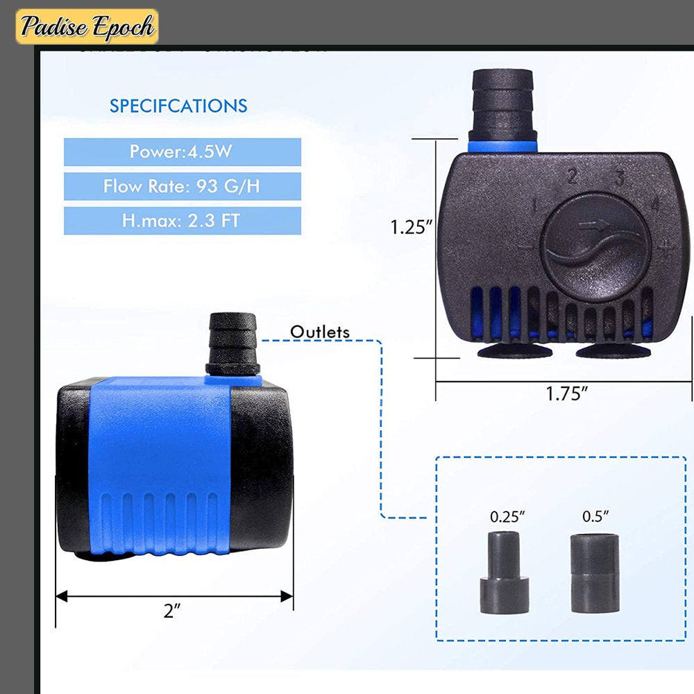 Submersible Water Pump Ultra Quiet for Pond,Aquarium,Fish Tank,Fountain,Hydroponics Animals & Pet Supplies > Pet Supplies > Fish Supplies > Aquarium & Pond Tubing KOL PET   