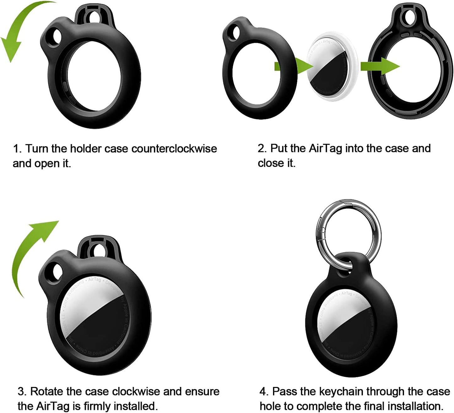 SPGUARD Hard PC Keychain for Airtag,Secure Air Tag Lock Key Ring,Protective Holder Tracker Finder for Luggage,Keys,Pet Collar Electronics > GPS Accessories > GPS Cases SPGUARD   