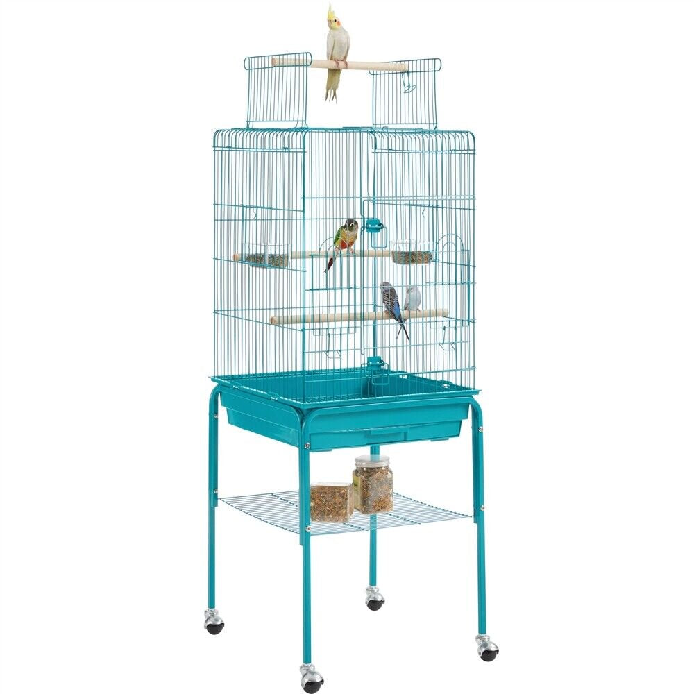 NEW 53.5" Metal Rolling Bird Cage with Play Top Stand, Black Animals & Pet Supplies > Pet Supplies > Bird Supplies > Bird Cages & Stands RVtiooy   