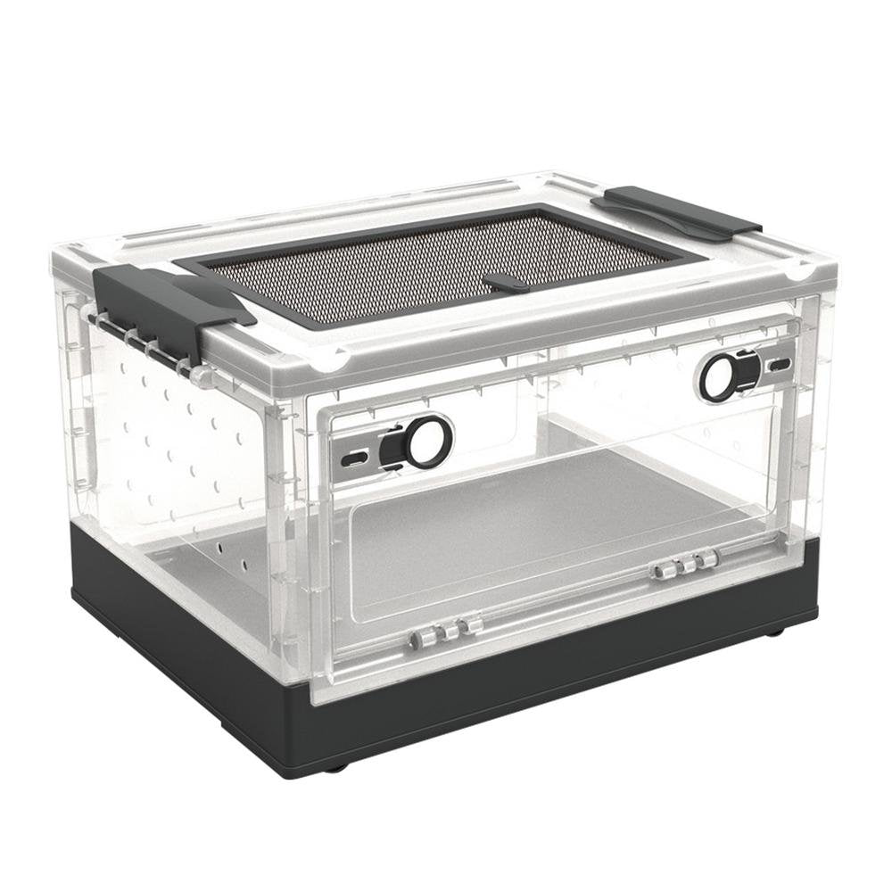 Julam Small Animal Breeding Box Easy to Clean Small Animal Habitat Pet Cage Transparent Mini Reptile Habitat Terrarium with Cover Frugal Animals & Pet Supplies > Pet Supplies > Small Animal Supplies > Small Animal Habitats & Cages Julam Black  