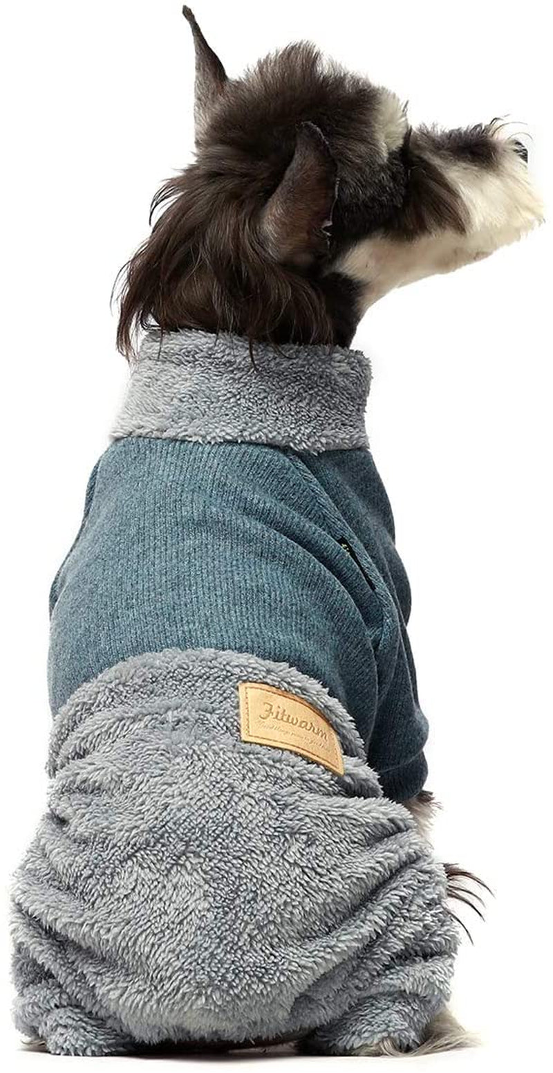 Fitwarm Turtleneck Knitted Dog Clothes Winter Outfits Pet Jumpsuits Cat Sweaters Blue Small Animals & Pet Supplies > Pet Supplies > Dog Supplies > Dog Apparel Fitwarm Blue S 