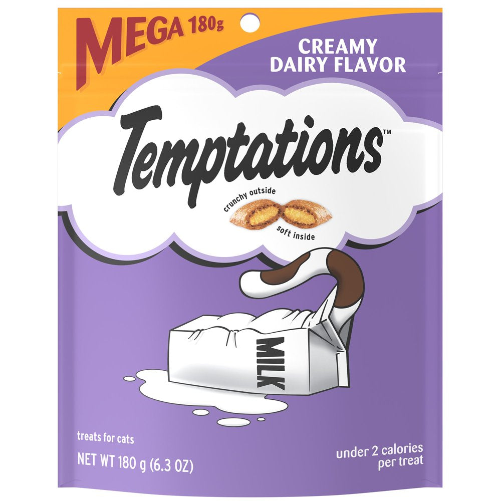 TEMPTATIONS Classic Crunchy and Soft Cat Treats Creamy Dairy Flavor, 6.3 Oz. Pouch Animals & Pet Supplies > Pet Supplies > Cat Supplies > Cat Treats Mars Petcare   