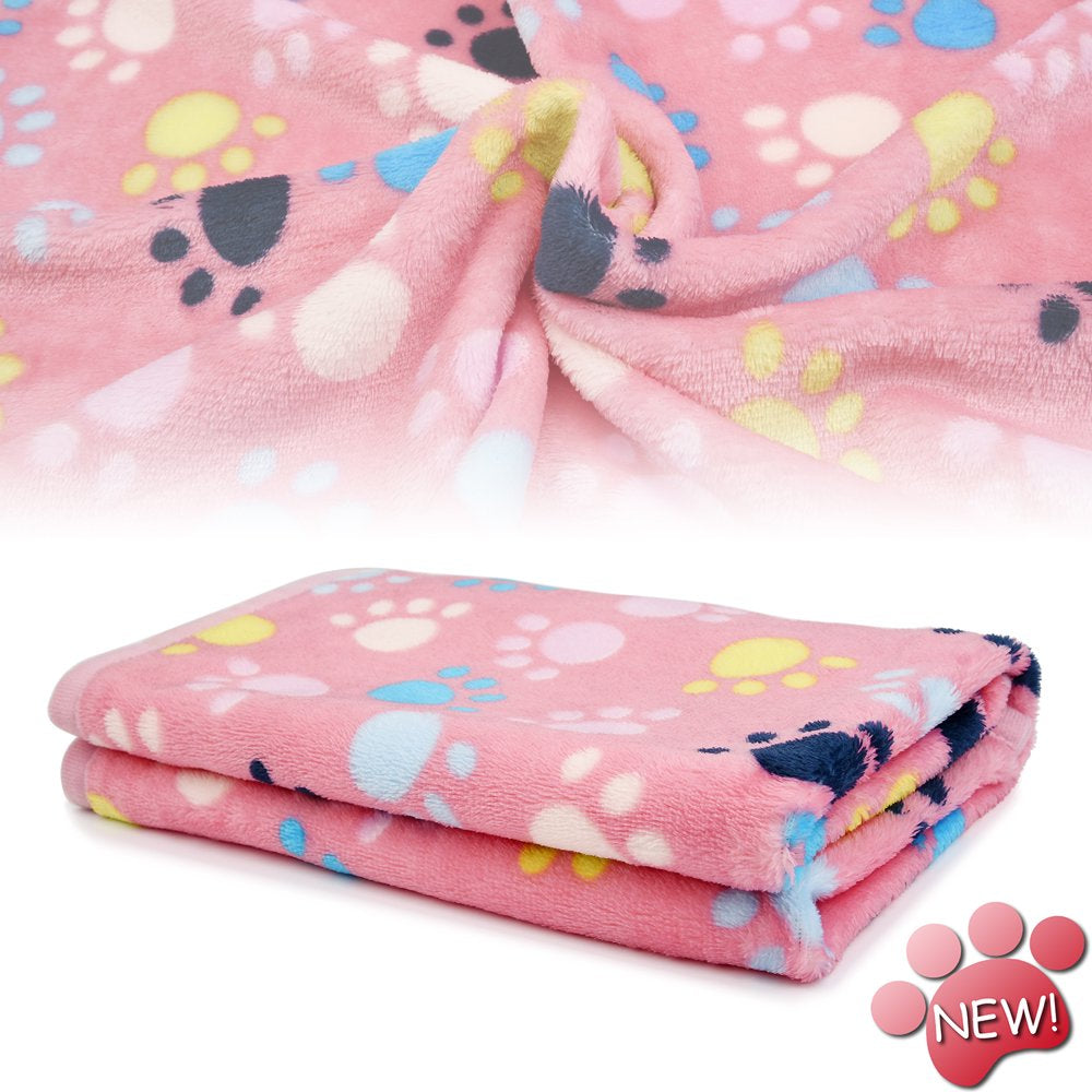 LUXMO Puppy Blanket for Pet Cushion Small Dog Cat Bed Soft Warm Sleep Mat, Pet Dog Cat Puppy Kitten Soft Blanket Doggy Warm Bed Mat Paw Print Animals & Pet Supplies > Pet Supplies > Cat Supplies > Cat Beds LUXMO PREMIUM 31" x 24" Pink#2 