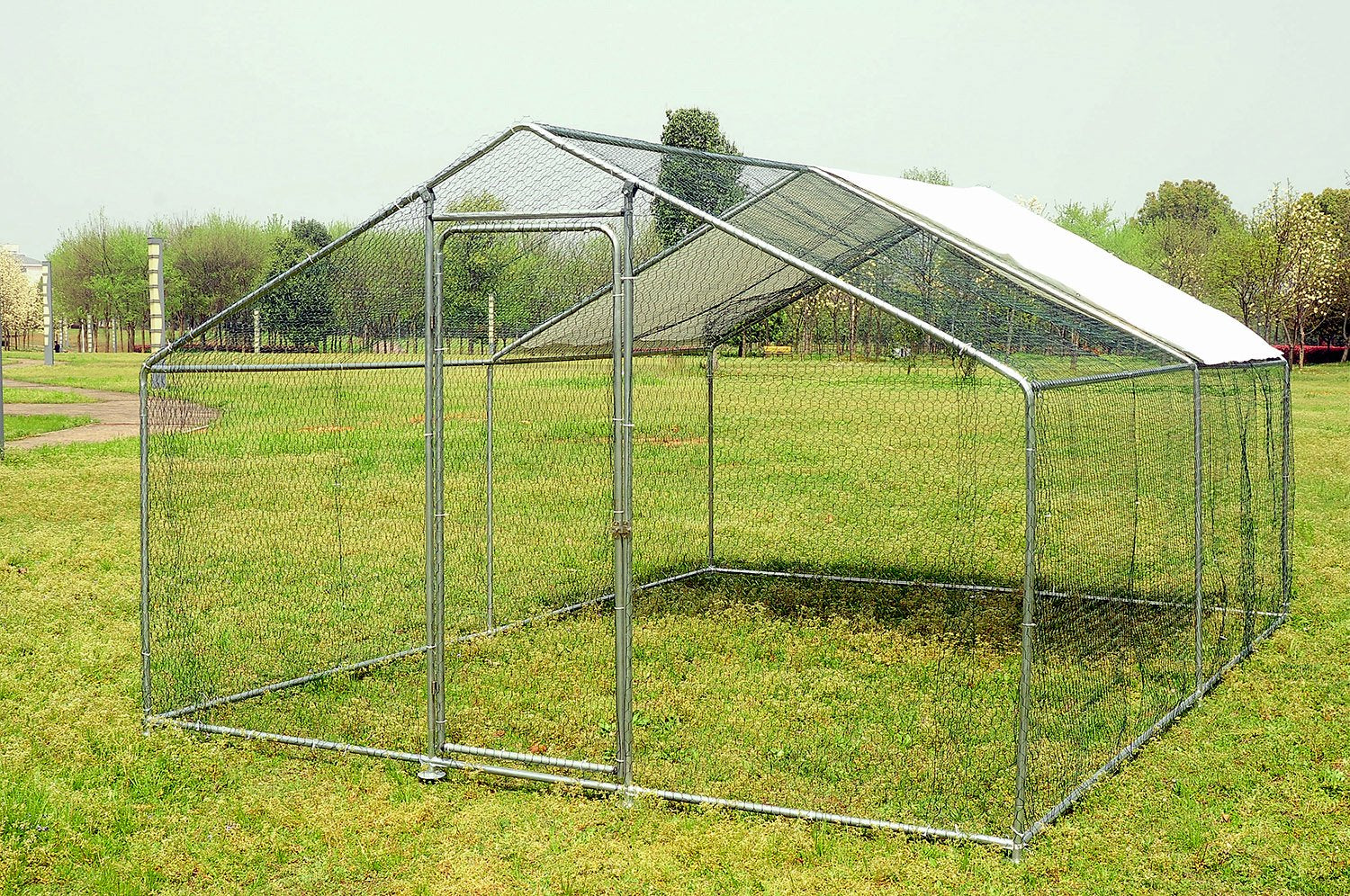 Walsport 10X10Ft Chicken Run Coop Walk in for Poultry Rabbit Hen Cage Pen Heavy Duty Metal Design with Door Animals & Pet Supplies > Pet Supplies > Dog Supplies > Dog Kennels & Runs Walsport   