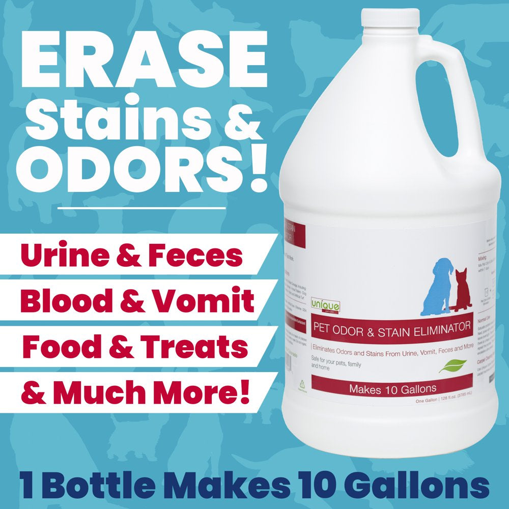 Unique Pet Odor and Stain Eliminator 128 Oz. Concentrate Makes over 10 Gallons of Stain and Odor Remover