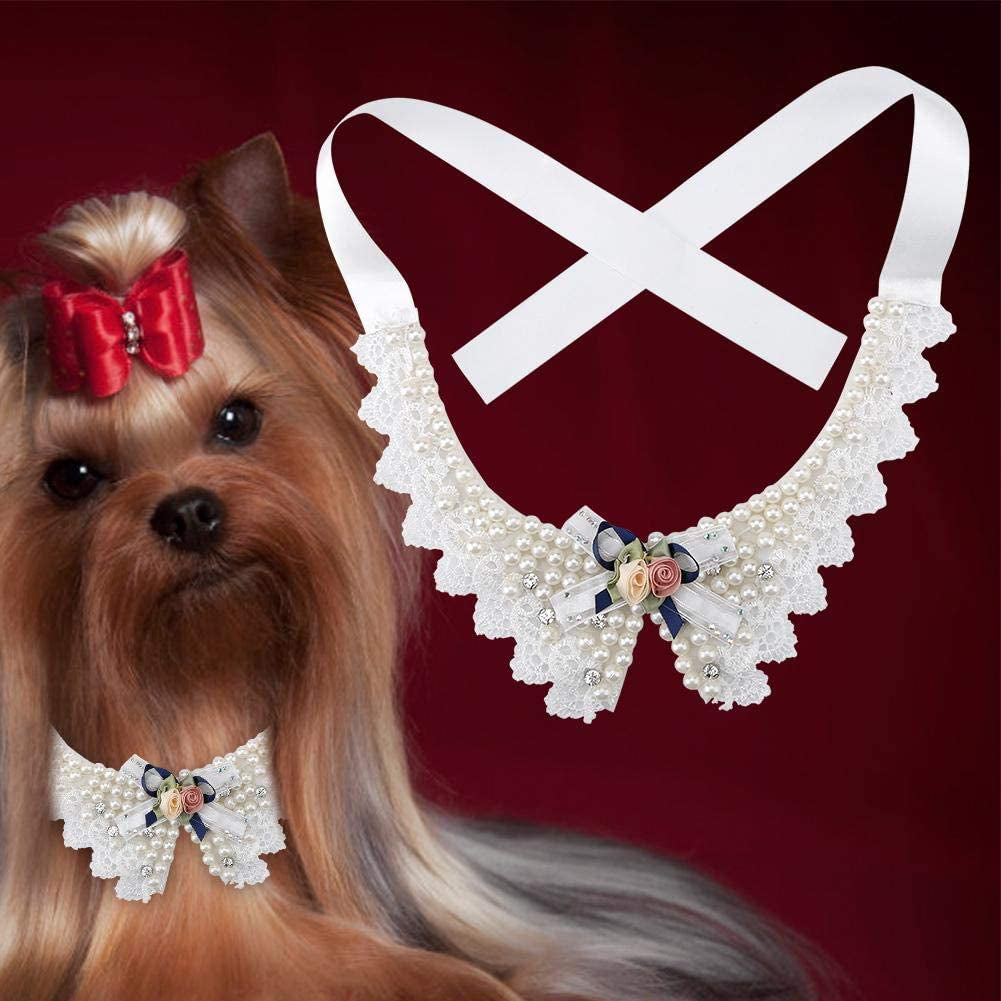 Sheens Pet Beautiful Pearl Necklace, Teddy Adjustable Bow Tie with Pearl Dogs Neck Collar Wedding Party Pets Headwear Suitable for Medium and above Pets Cats Dogs Puppy Kitty Kitten Animals & Pet Supplies > Pet Supplies > Dog Supplies > Dog Apparel Sheens   