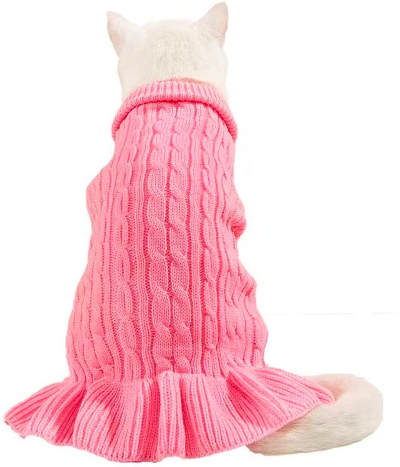 Dog Sweater Dress, Dog Pullover Knitwear Pet Sweater Warm for Fall Winter, Dog Coat for Small Medium Dogs with Size S-XL (X-Large, Pink) Animals & Pet Supplies > Pet Supplies > Dog Supplies > Dog Apparel Bwealth   