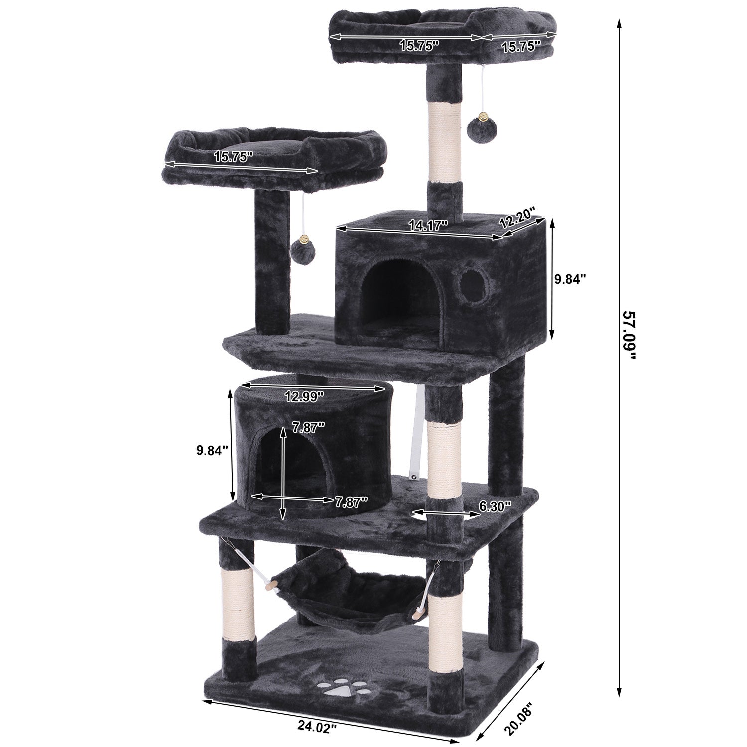 BEWISHOME Cat Tree Condo Furniture Kitten Activity Tower Pet Kitty Play House with Scratching Posts Perches Hammock MMJ01 Animals & Pet Supplies > Pet Supplies > Cat Supplies > Cat Furniture BEWISHOME   