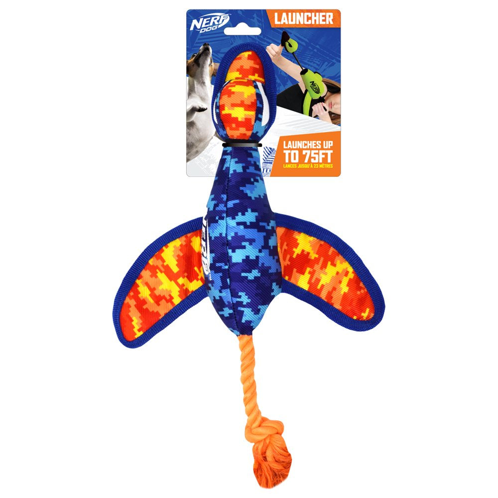 Nerf Dog Nylon Digital Camo Crinkle Wing Duck Launching Fetch Dog Toy, Orange/Blue, 16.5" Animals & Pet Supplies > Pet Supplies > Dog Supplies > Dog Toys Gramercy Products   
