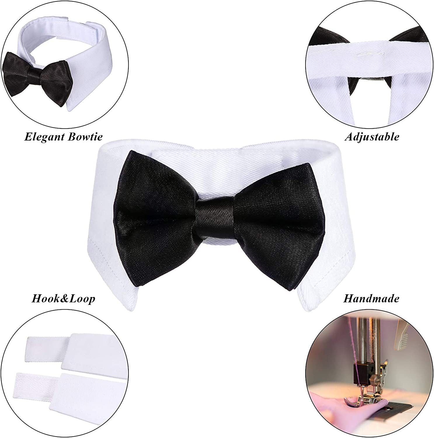 4 Pieces Adjustable Pets Dog Cat Bow Tie Pet Formal Tuxedo Costume Necktie Collar Stripes for Small Dogs Cats (S) Animals & Pet Supplies > Pet Supplies > Dog Supplies > Dog Apparel Syhood   