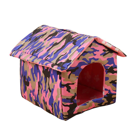Bellanny Cat Houses for Outdoor Cats, Waterproof Cat House Shelter, Dog Houses Small Dogs Pets House Outdoor Cat Houses for Cats Outdoor Stray Cats Excitement Animals & Pet Supplies > Pet Supplies > Dog Supplies > Dog Houses Bellanny A: Camouflage red L  