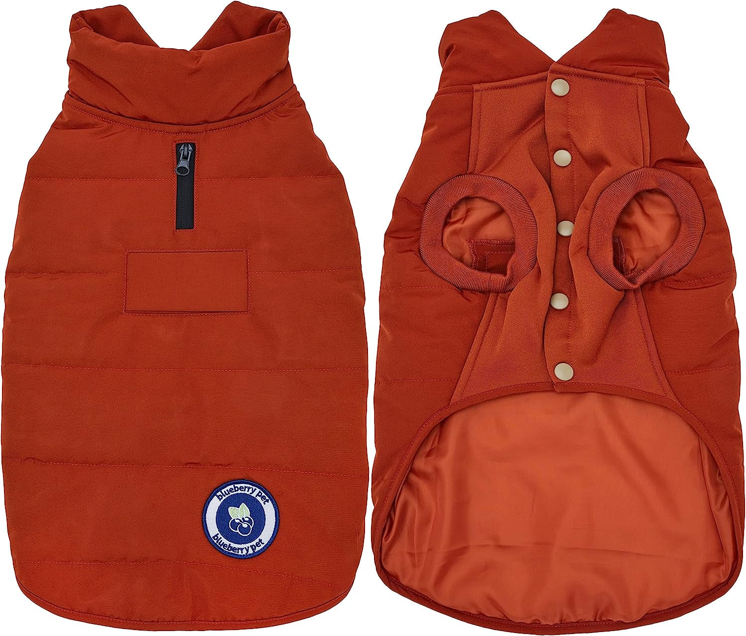 Blueberry Pet Cozy & Comfy Windproof Waterproof Quilted Fall Winter Dog Puffer Jacket in True Red, Back Length 20", Size 18", Warm Coat for Large Dogs Animals & Pet Supplies > Pet Supplies > Dog Supplies > Dog Apparel Blueberry Pet Rusty Orange Size 20 (Pack of 1) 