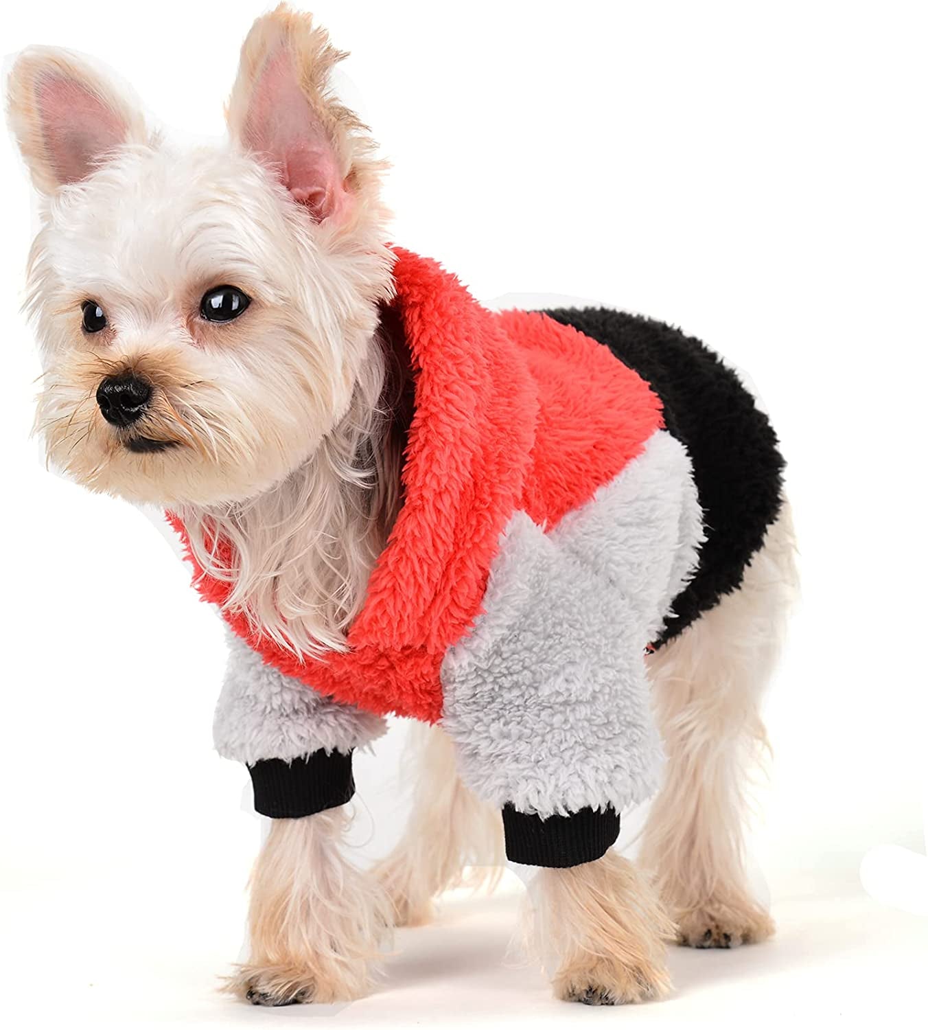 Small Dog Sweater,Fleece Dog Hoodie Sweater for Small Dog, Warm Fluffy Dog Winter Clothes for Chihuahua Yorkie,Teacup Dog, Pet Coat Doggie Sweatshirt,Cat Apparel Outfit (Small, Blue) Animals & Pet Supplies > Pet Supplies > Dog Supplies > Dog Apparel Yikeyo Red Black X-Small 