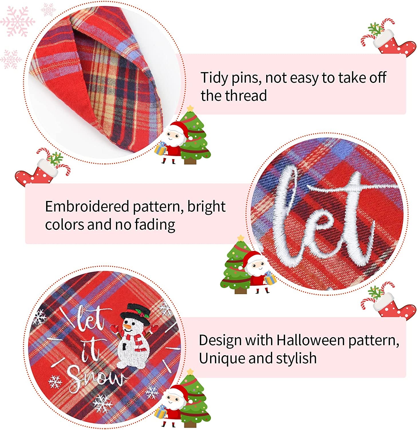 Malier Dog Christmas Bandana Reversible Embroidered Dog Bandana Classic Buffalo Plaid Pet Dog Scarf Multiple Sizes Dog Pet Triangle Bibs Kerchief for Small Medium Large and Extra Large Dogs Cats Pets Animals & Pet Supplies > Pet Supplies > Dog Supplies > Dog Apparel Malier   