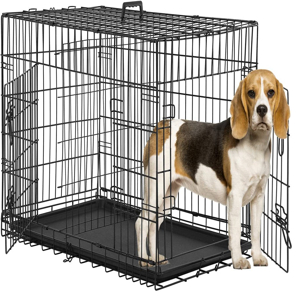 Bestpet Double-Door Metal Dog Crate with Divider and Tray, X-Large, 48"L Animals & Pet Supplies > Pet Supplies > Dog Supplies > Dog Kennels & Runs BestPet 36" x 22" x 25"  