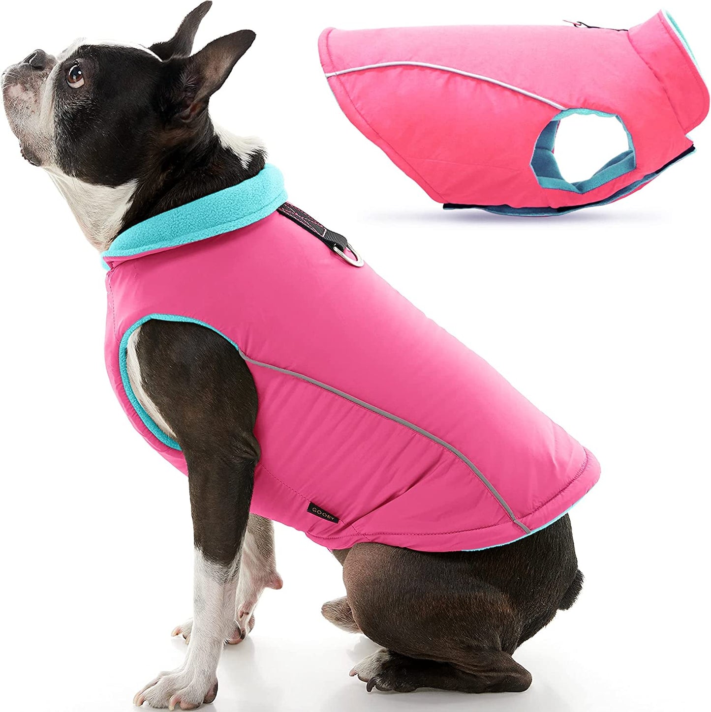 Gooby Sports Vest Dog Jacket - Green, Medium - Reflective Dog Vest with D Ring Leash - Warm Fleece Lined Small Dog Sweater, Hook and Loop Closure - Dog Clothes for Small Dogs Boy or Girl Dog Sweater Animals & Pet Supplies > Pet Supplies > Dog Supplies > Dog Apparel INADI Pink X-Large chest (~22.75") 