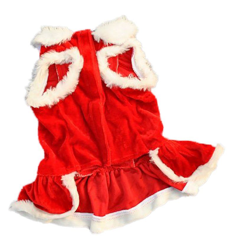 Puppy Pet Christmas Red Dress Winter Warm Xmas Dog Costume Apparel Animals & Pet Supplies > Pet Supplies > Dog Supplies > Dog Apparel Vicooda   