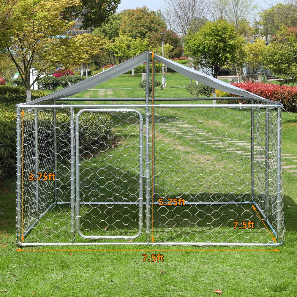 LVUYOYO Outdoor Dog Kennel Heavy Duty Dog House with Water Resistant Cover Dog Cage Pet Resort Kennel Steel Fence with Secure Lock Mesh