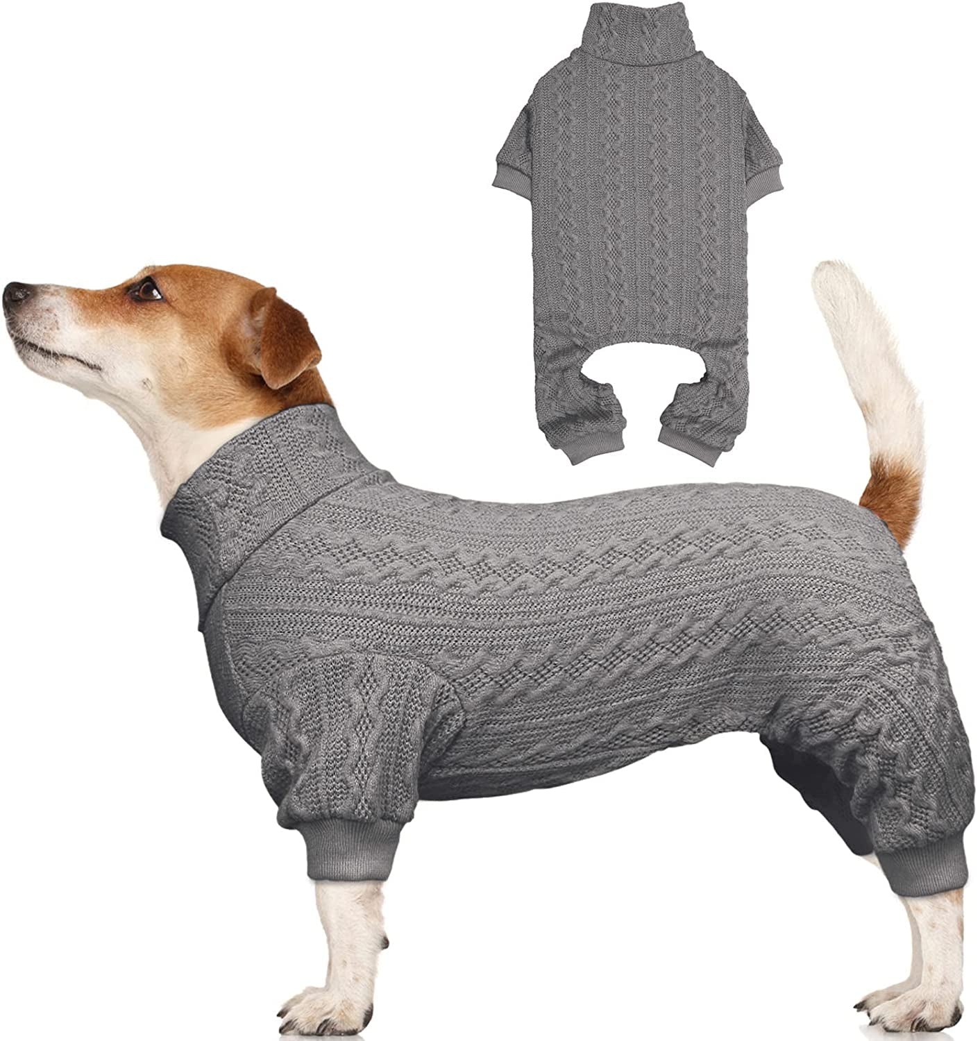 Dog Sweater Turtleneck Knitted Dog Clothes Solid Color Puppy Sweater Warm Cat Sweater Dog Sweaters for Large Dogs (Pink & L) Animals & Pet Supplies > Pet Supplies > Dog Supplies > Dog Apparel Jamktepat Grey Large 