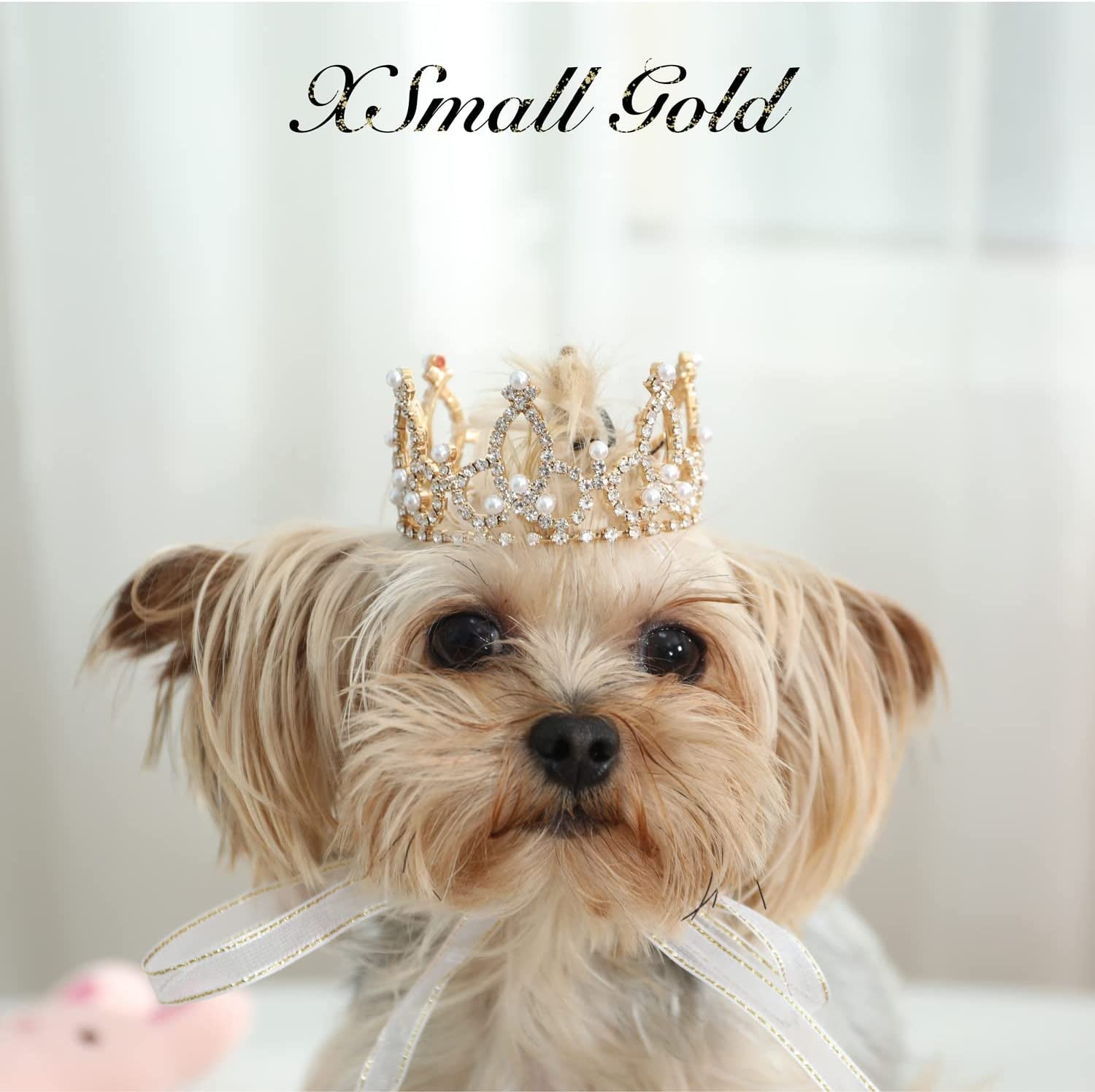 Lovelyshop Pet Series Gold Plated Royal Rhinestone Pearl Full round Dog/Cat Crown for Rolyal Family Costume Hair Accessories-Small Size Animals & Pet Supplies > Pet Supplies > Dog Supplies > Dog Apparel LOVELY SHOP   