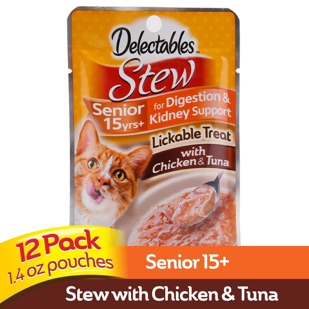 Hartz Delectables Stew Senior 15+ Chicken & Tuna Lickable Wet Cat Treat, 1.4Oz Pouch (12 Pack) Animals & Pet Supplies > Pet Supplies > Cat Supplies > Cat Treats Hartz Mountain Corp.   