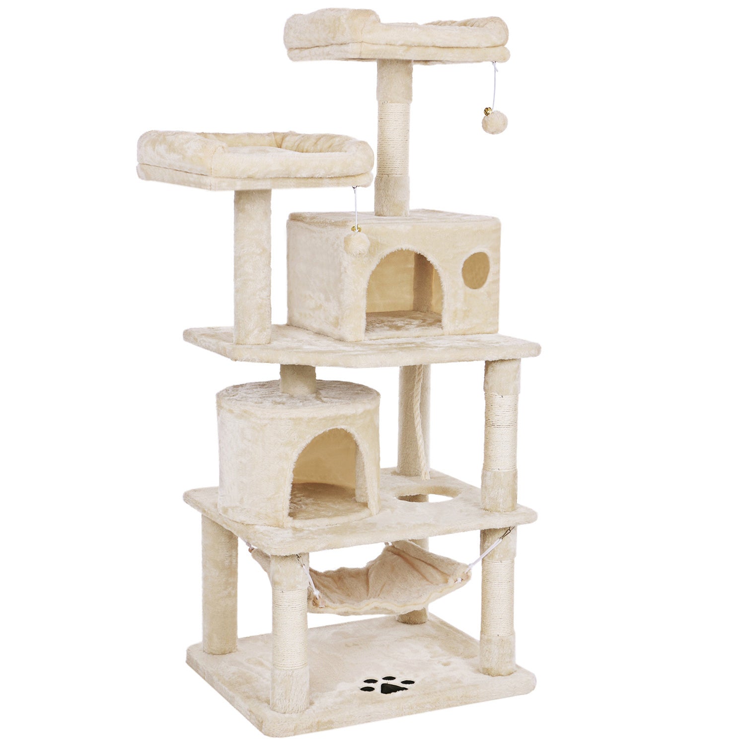 BEWISHOME Cat Tree Condo Furniture Kitten Activity Tower Pet Kitty Play House with Scratching Posts Perches Hammock MMJ01 Animals & Pet Supplies > Pet Supplies > Cat Supplies > Cat Furniture BEWISHOME Beige  