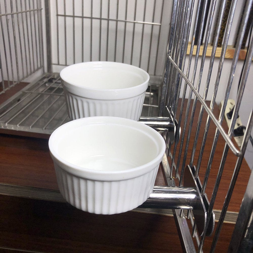 Birds Food Dish Removable Ceramics Feeding Bowls with Stainless Steel Bracket Animals & Pet Supplies > Pet Supplies > Bird Supplies > Bird Cage Accessories Vonets   