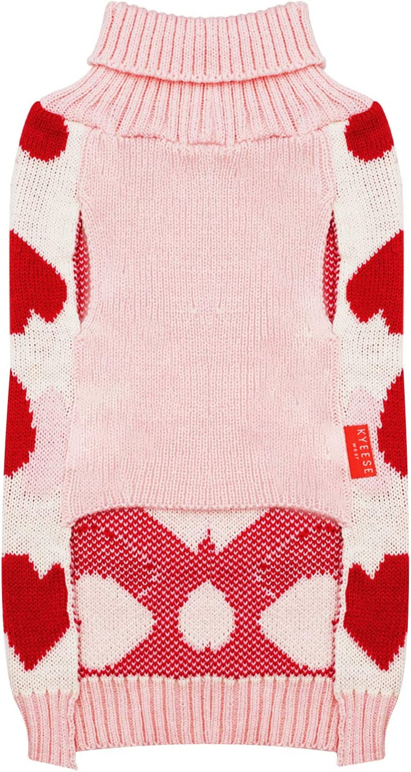 KYEESE Dogs Sweaters Valentines Day Small Dog Sweaters Red Heartwith Leash Hole Pet Sweater Pet Clothes,M Animals & Pet Supplies > Pet Supplies > Dog Supplies > Dog Apparel kyeese   