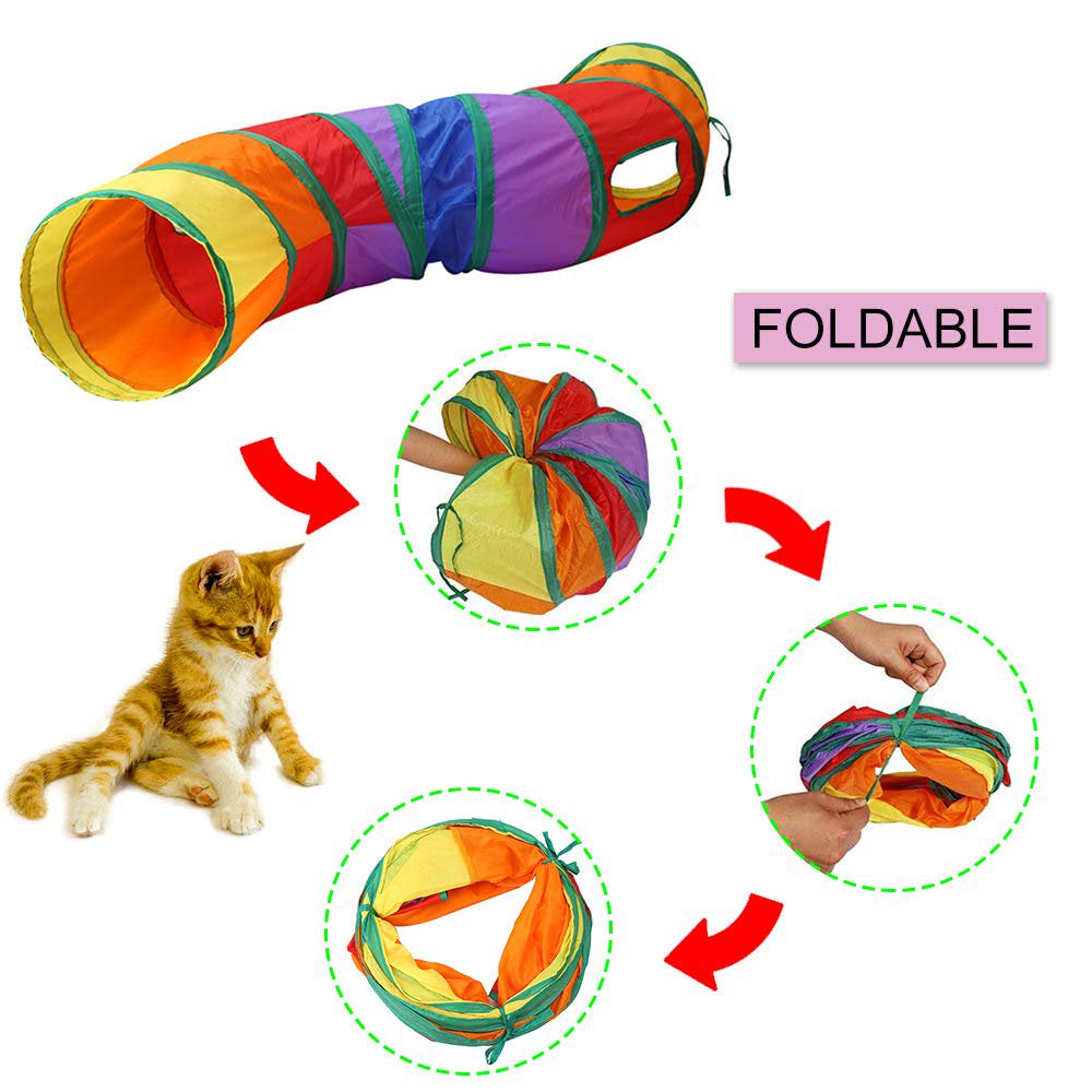 Cat Tunnel for Indoor Cats Interactive, Rabbit Tunnel Toys, Pet Toys Play Tunnels for Cats Kittens Rabbits Puppies Crinkle Collapsible Pop up Multiple Color 47" Animals & Pet Supplies > Pet Supplies > Cat Supplies > Cat Toys JINGPENG   