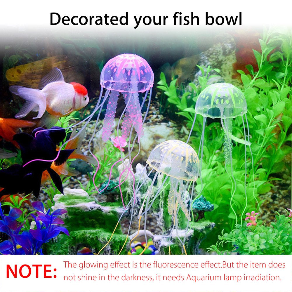 Jellyfish Aquarium Decorations, Eeekit 4Pcs Glowing Effect Artificial Jellyfish Aquarium Decor Fish Tank Silicone Ornament, Instant Suction Cup Installation Animals & Pet Supplies > Pet Supplies > Fish Supplies > Aquarium Decor EEEKit   