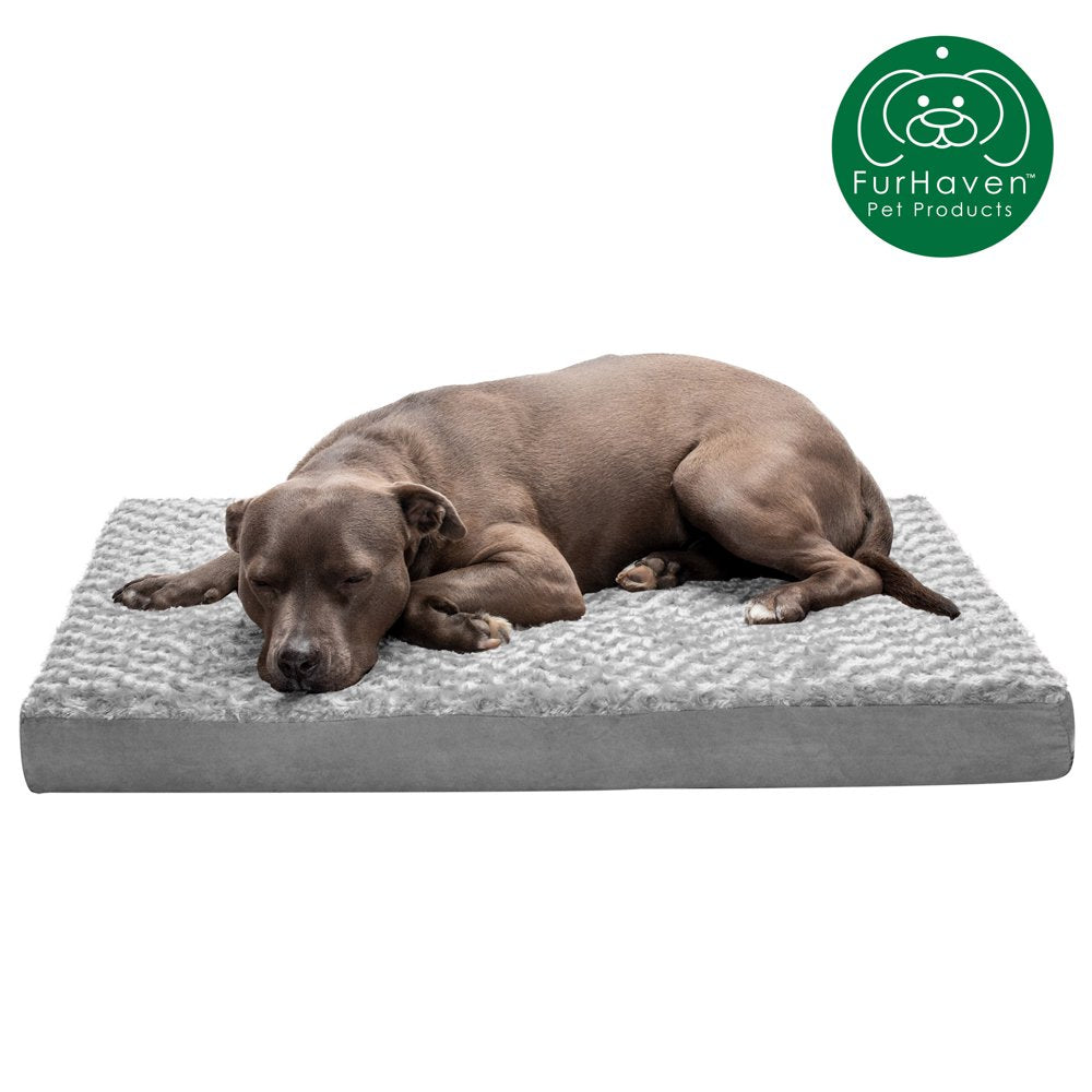 Furhaven Pet Products | Deluxe Memory Foam Ultra Plush Mattress Pet Bed for Dogs & Cats, Chocolate, Jumbo Animals & Pet Supplies > Pet Supplies > Cat Supplies > Cat Beds FurHaven Pet Memory Foam L Gray