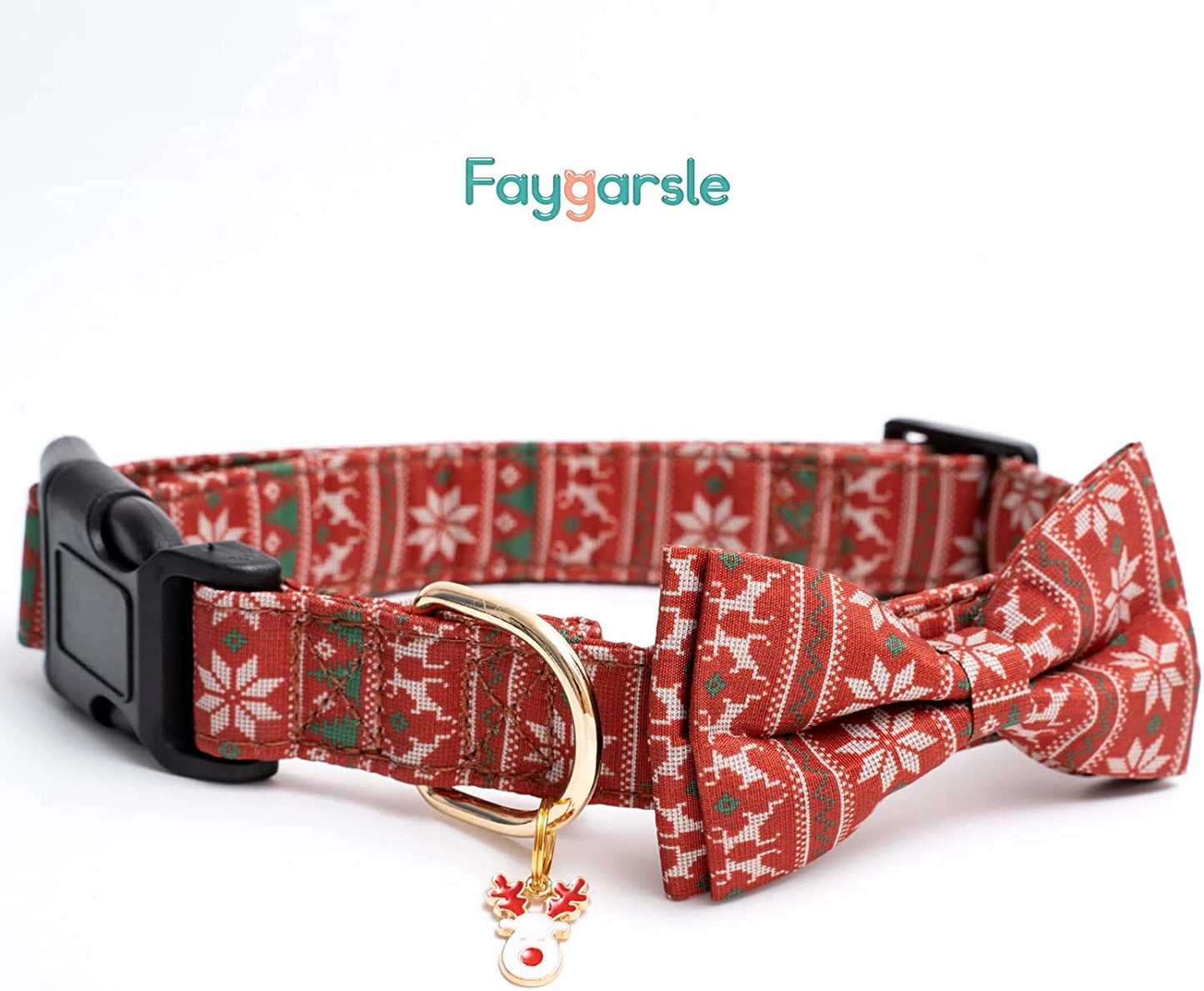 Cotton Christmas Dogs Collar with Bow Tie Red Green Dog Collars for Girl Female Boy Male Small Medium Large Dogs L Animals & Pet Supplies > Pet Supplies > Dog Supplies > Dog Apparel Faygarsle   