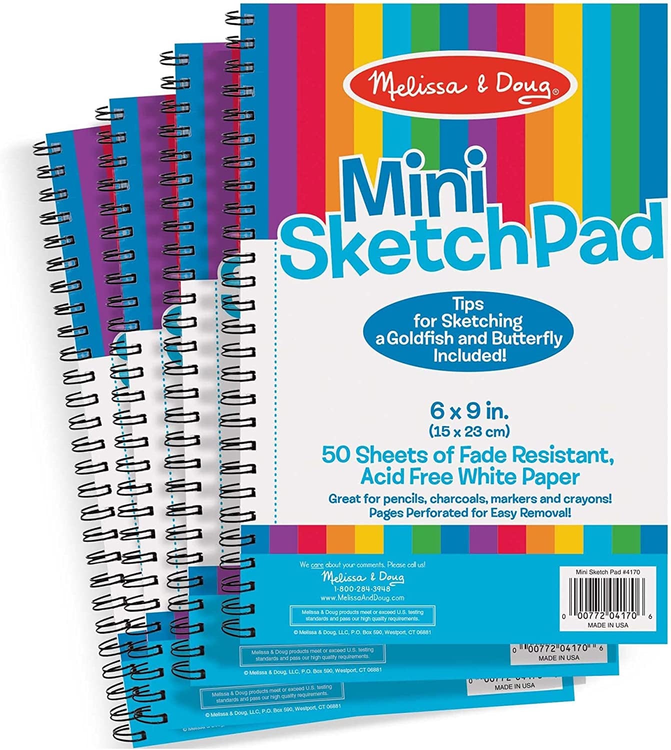 Melissa & Doug Mini-Sketch Spiral-Bound Pad (6 X 9 Inches) - 4-Pack - Sketch Book for Kids, Kids Drawing Paper, Drawing and Coloring Pads for Kids, Kids Art Supplies Animals & Pet Supplies > Pet Supplies > Dog Supplies > Dog Apparel Melissa and Doug Pad  