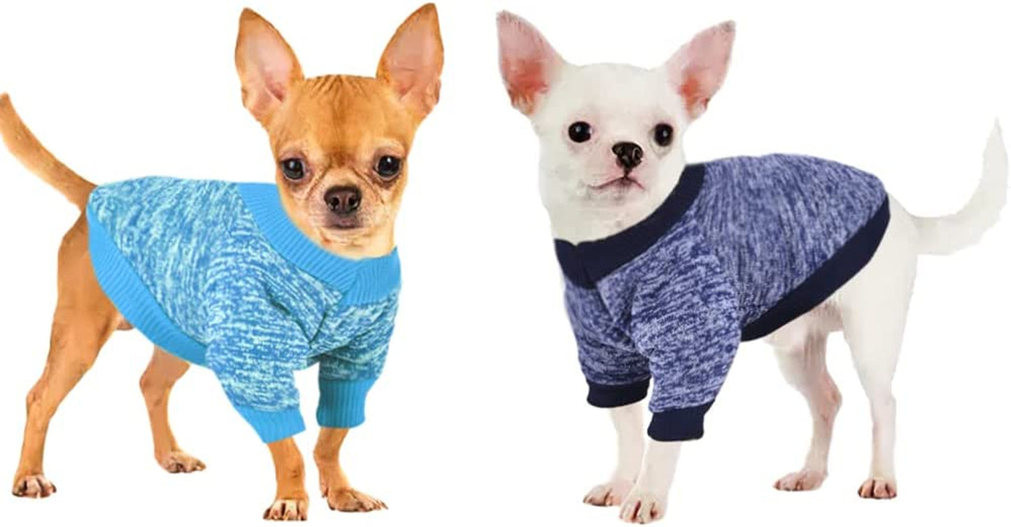 Chihuahua Sweaters for Dogs Puppy Hoodie with Pocket Tiny Dog Clothes Winter Fleece Warm Pet Doggie Sweatshirt for Small Girls Boys Yorkie Extra Small Dog Clothes XXS XS S, 2 Pieces (Xx-Small) Animals & Pet Supplies > Pet Supplies > Dog Supplies > Dog Apparel Sebaoyu blue,black X-Small 