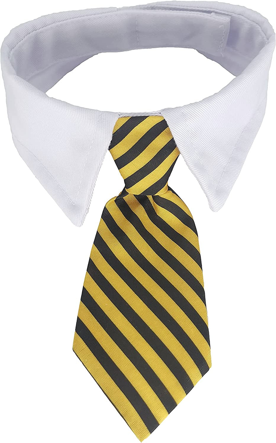 VEDEM Dog Necktie with Tuxedo Collar, Pet Adjustable Costumes Striped Neck Tie for Small Medium Large Dogs (Large, Yellow Black) Animals & Pet Supplies > Pet Supplies > Dog Supplies > Dog Apparel Mengxi Yellow Black Small 