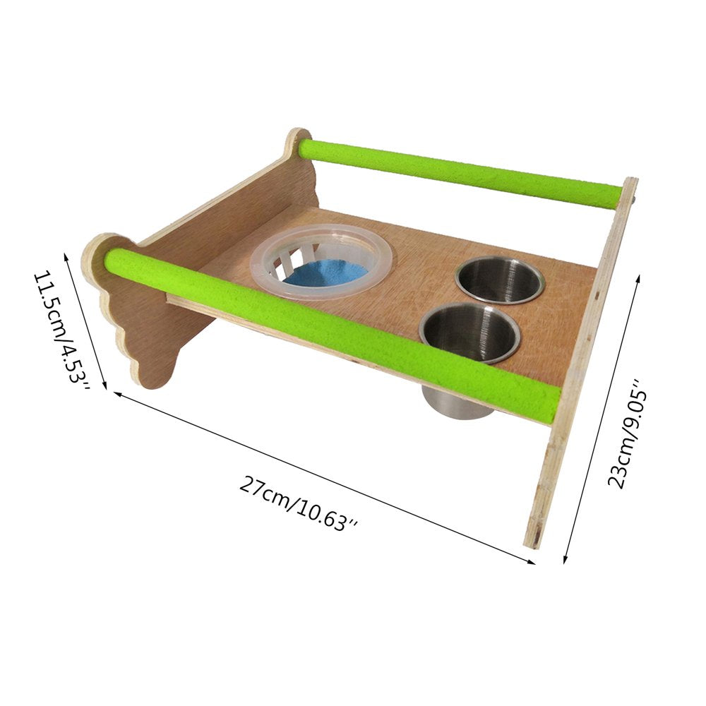 BYDOT Parrot Training Stand Bird Perch Playstand Cockatiel Playground Wood Gym Toys Feeding Cups Exercise and Play for Birds Animals & Pet Supplies > Pet Supplies > Bird Supplies > Bird Gyms & Playstands BYDOT   