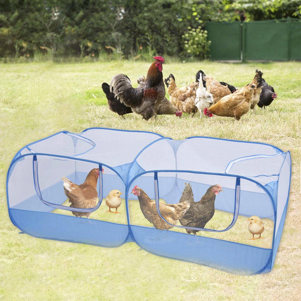 Small Animal Playpen Chicken Run Coop Foldable Pet Cage Tent Puppy Blue Animals & Pet Supplies > Pet Supplies > Dog Supplies > Dog Kennels & Runs Gazechimp   