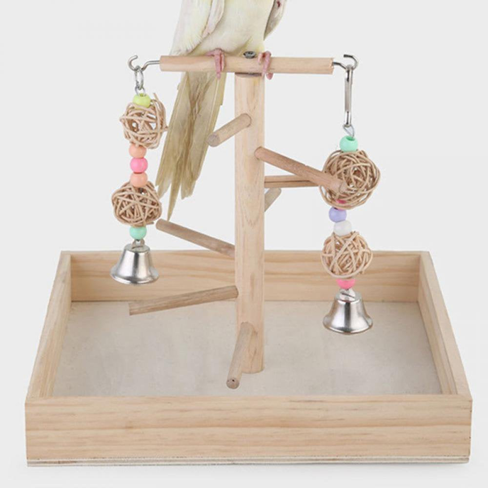 Parrot Playground Bird Playstand Wood Perch Gym Toys Cockatiel Nest Hanging Swing Chew Toys for Conure Lovebirds Animals & Pet Supplies > Pet Supplies > Bird Supplies > Bird Ladders & Perches Wisremt   