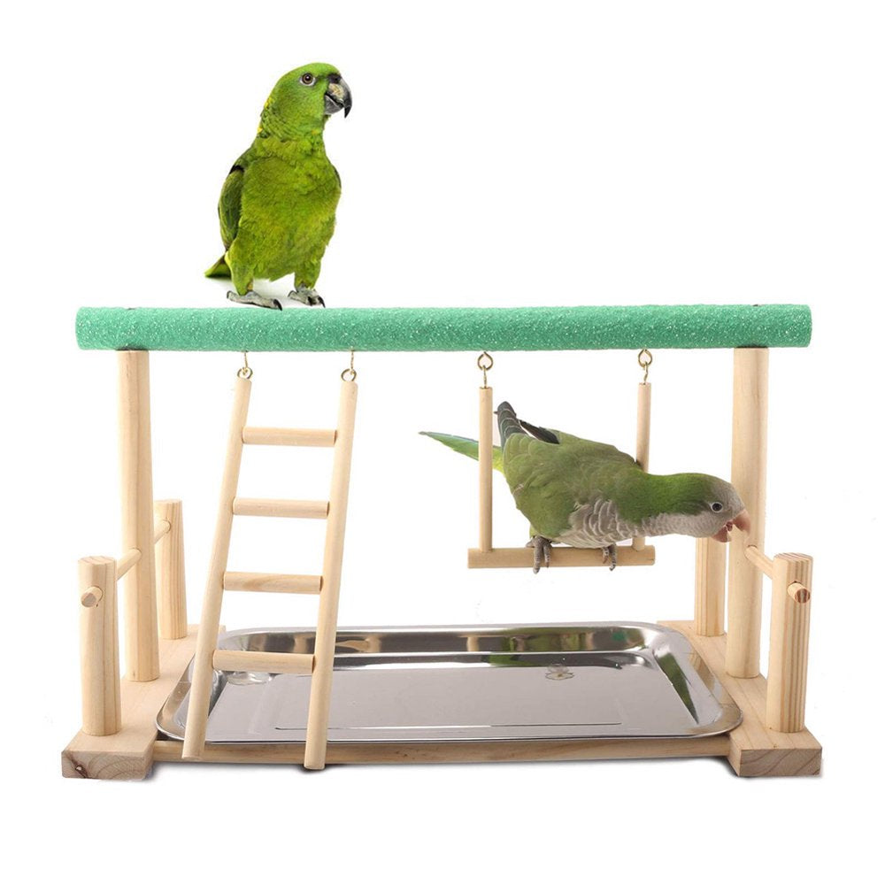 SPRING PARK Parrot Play Stand Bird Playground Wood Perch Gym Playpen Ladder with Feeder Animals & Pet Supplies > Pet Supplies > Bird Supplies > Bird Gyms & Playstands SPRING PARK   