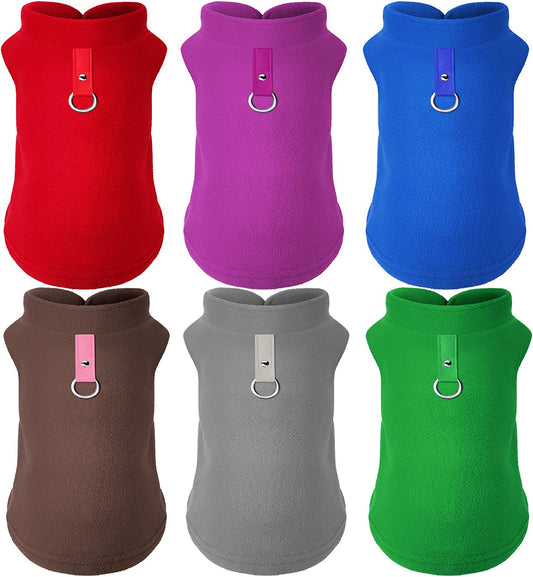 6 Pieces Dog Fleece Vest Dog Pullover Warm Dog Jacket Cold Weather Pet Sweater with Leash Ring Cozy Dog Clothes for Small Cats Dogs (Dark Colors, Small) Animals & Pet Supplies > Pet Supplies > Dog Supplies > Dog Apparel Weewooday Dark Colors L 