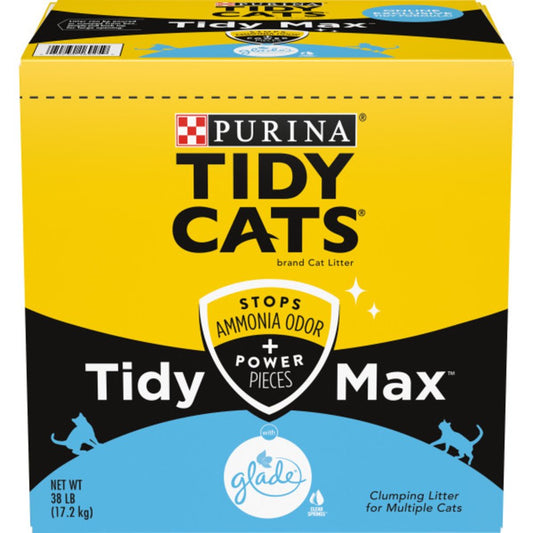Purina Tidy Cats Clumping Cat Litter, Tidy Max Glade Tough Odor Clear Springs Multi Cat Litter, 38 Lb. Box