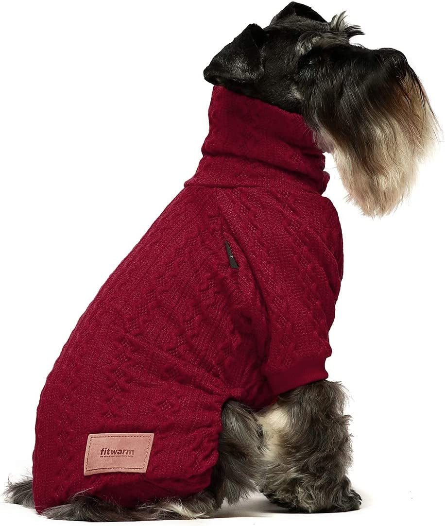 Fitwarm Thermal Knitted Dog Pajamas Pet Clothes Doggie Turtleneck PJS Lightweight Puppy Sweater Doggy Winter Coat Outfits Cat Jumpsuits Wine Burgundy Red X-Large Animals & Pet Supplies > Pet Supplies > Dog Supplies > Dog Apparel Fitwarm Wine Red XL 