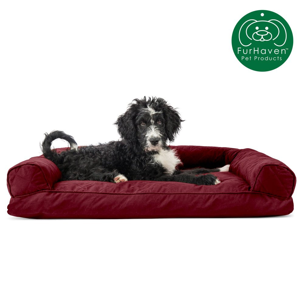 Furhaven Pet Products | Quilted Pillow Sofa Pet Bed for Dogs & Cats, Wine Red, Jumbo Animals & Pet Supplies > Pet Supplies > Cat Supplies > Cat Beds FurHaven Pet Products L Wine Red 