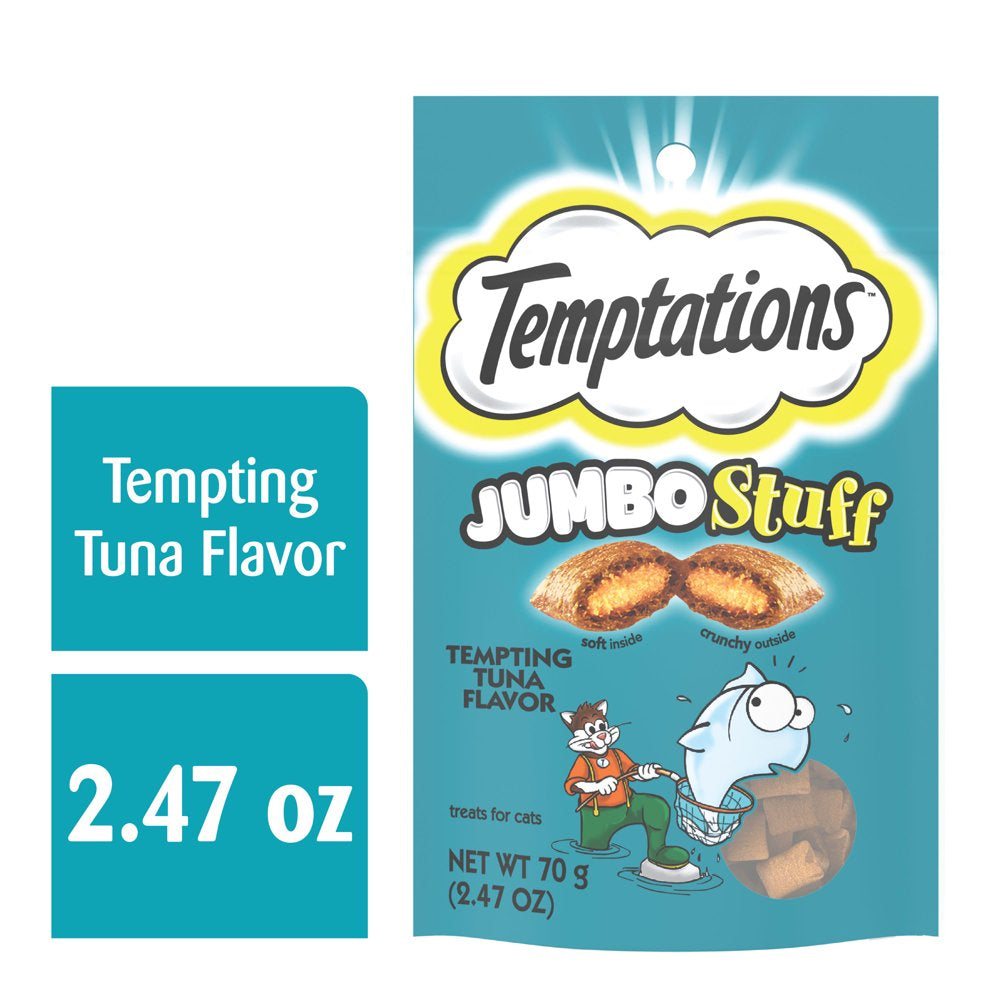 TEMPTATIONS Jumbo Stuff Crunchy and Soft Cat Treats Tempting Tuna Flavor, 2.5 Oz. Pouch Animals & Pet Supplies > Pet Supplies > Cat Supplies > Cat Treats Mars Petcare   