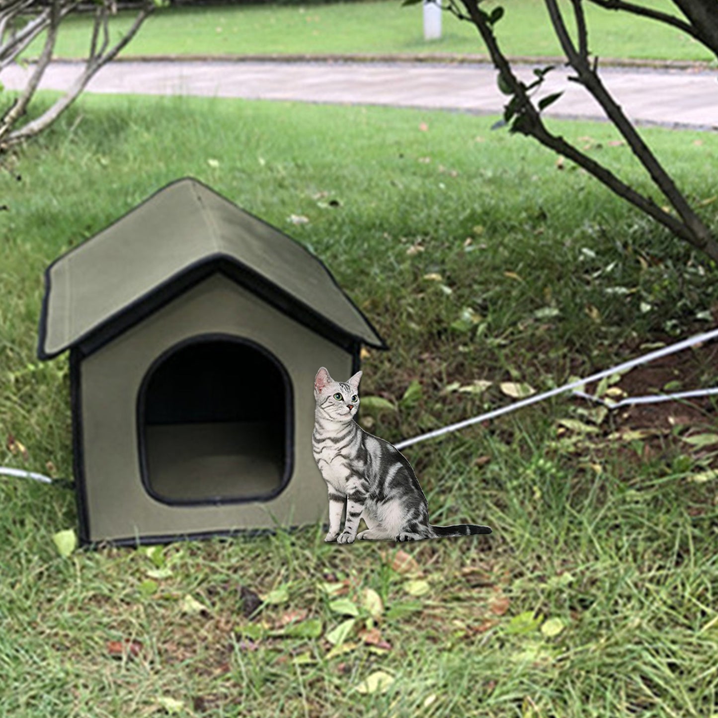 Lacyie Pet Outdoor House Waterproof Weatherproof Cat House Foldable Pet Shelter for Pets