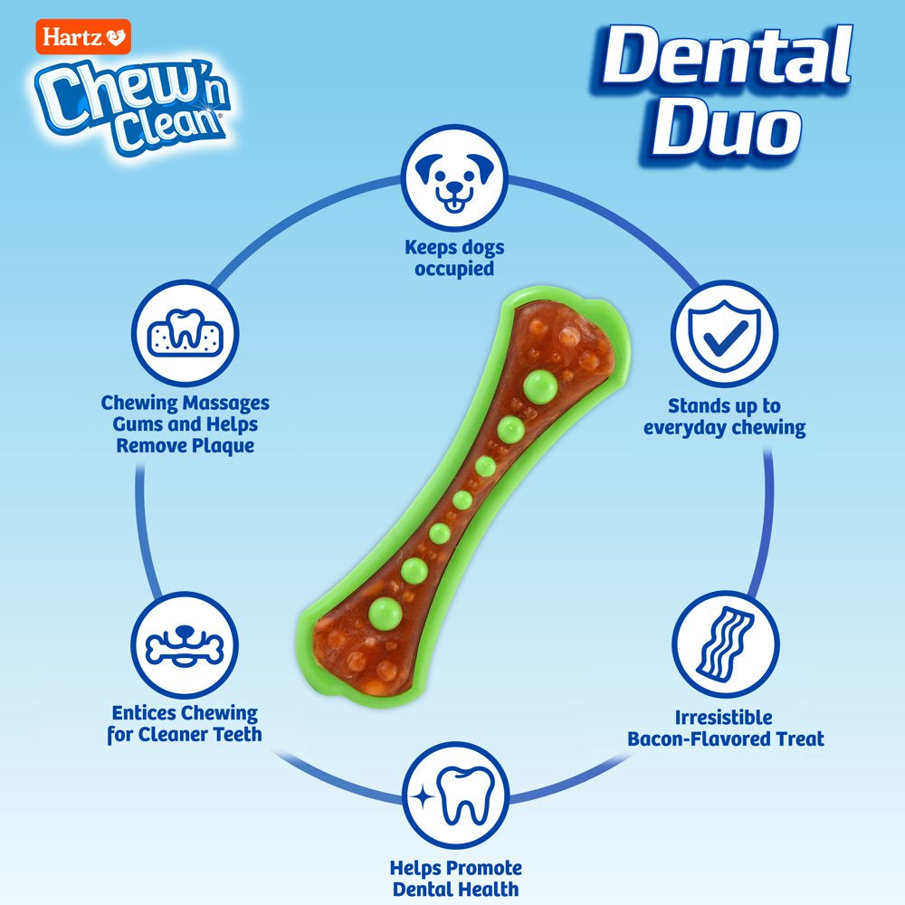 Hartz Chew 'N Clean Dental Duo Dog Toy, Medium, Color May Vary Animals & Pet Supplies > Pet Supplies > Dog Supplies > Dog Toys Hartz   