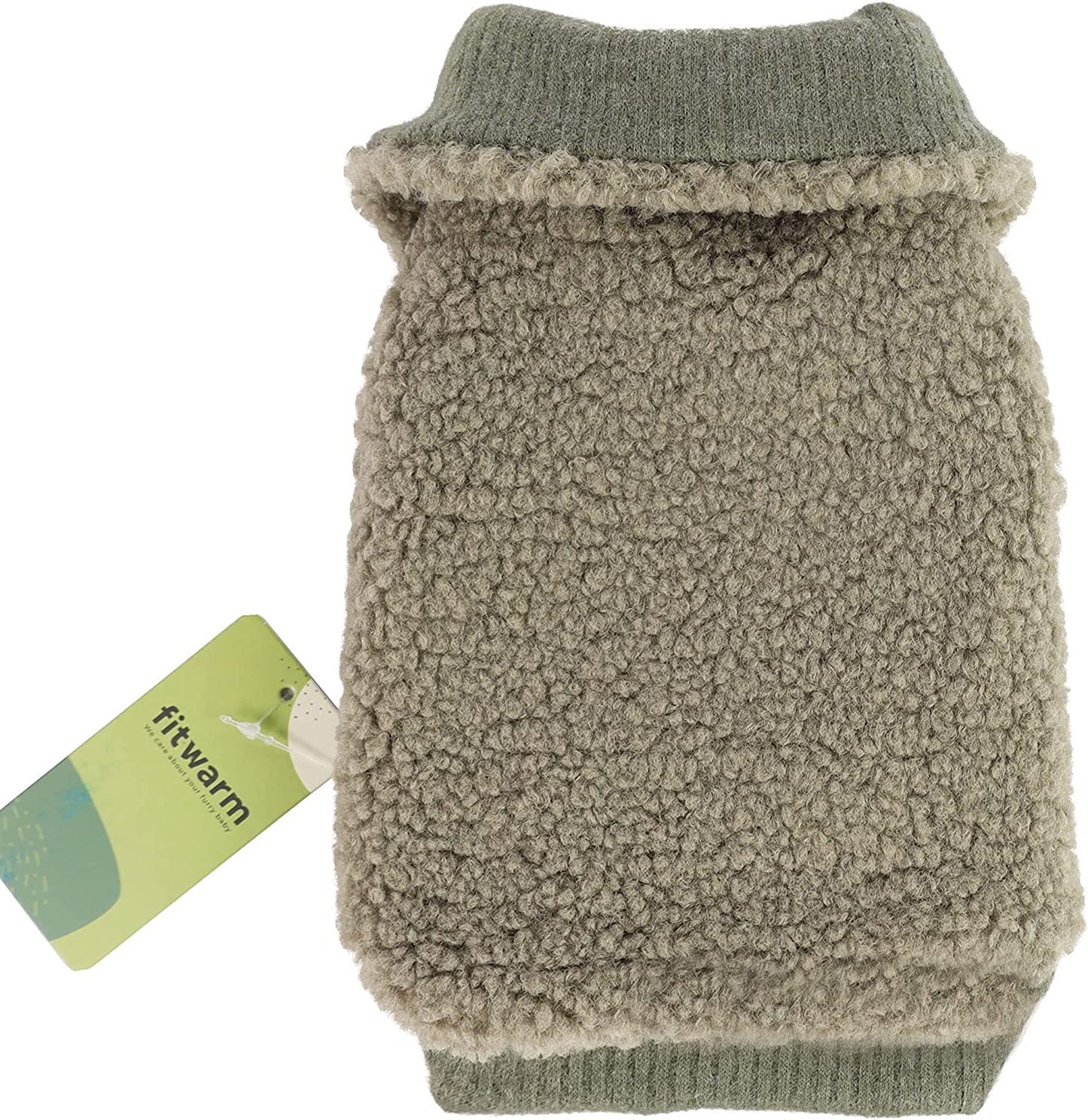 Fitwarm Vest Fuzzy Thick Sherpa Dog Coat Vest Turtleneck Sweater Puppy Winter Clothes Doggie Knitted Pet Cold Weather Clothes Doggy Pullover Jacket Cat Apparel Green Small Animals & Pet Supplies > Pet Supplies > Dog Supplies > Dog Apparel Fitwarm   